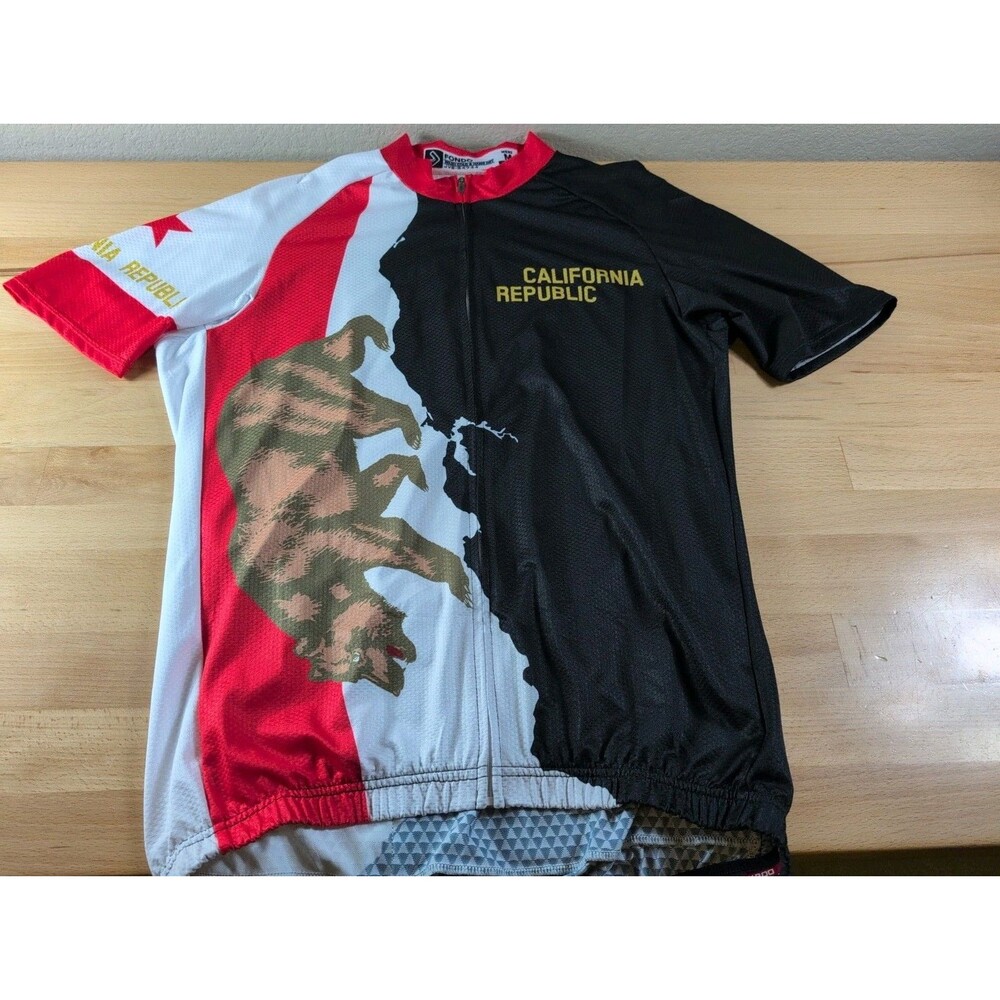 California Republic Cycling Jersey Mens Medium Polyester Full Zip Pockets